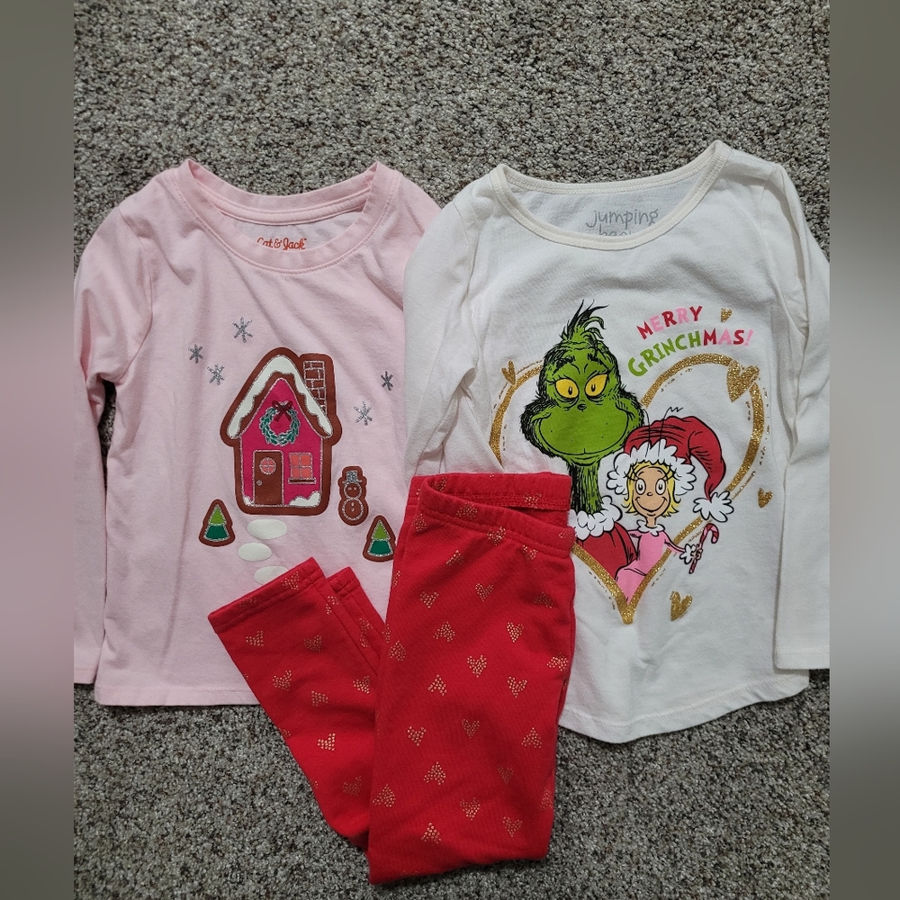 Christmas winter jumping beans cat & jack set fleece lined leggings grinch 4t